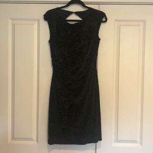 Black jacquard cocktail dress